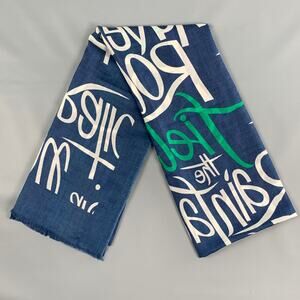BURBERRY PRORSUM Spring 2015 Size One Size Blue & White Script Cashmere Scarf